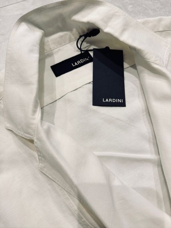 4644】新品5.4万【LARDINI / ラルディーニ XS(44-46) 春夏モデル テンセル×リネン プルオーバーカプリシャツ】ホワイトの画像6