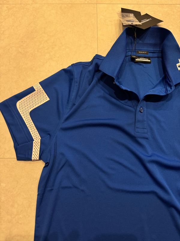 4658] new goods [J.LINDEBERG / J. Lindberg M stretch polo-shirt Bridge Logo 4way stretch golf wear ] blue 