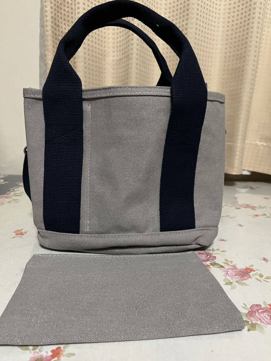  Mini tote bag canvas 2way 3 bulkhead . shoulder Mini tote bag gray / navy 