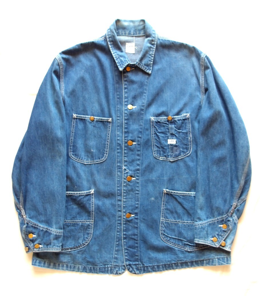 60's 70's ヴィンテージ LEE リー デニム カバーオール ジャケット ユニオン メイド イン USA 大きめサイズ VINTAGE UNION MADE DENIM の画像1