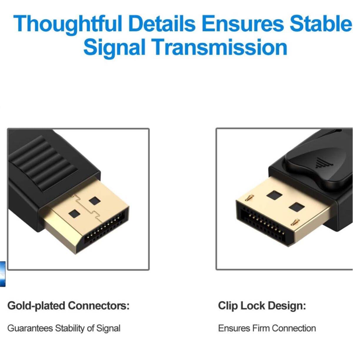 【開封のみ】Rankie ★DP変換ケーブル 金メッキコネクター搭載 DisplayPort DisplayPort 4K解像度対応 1.8m_画像3