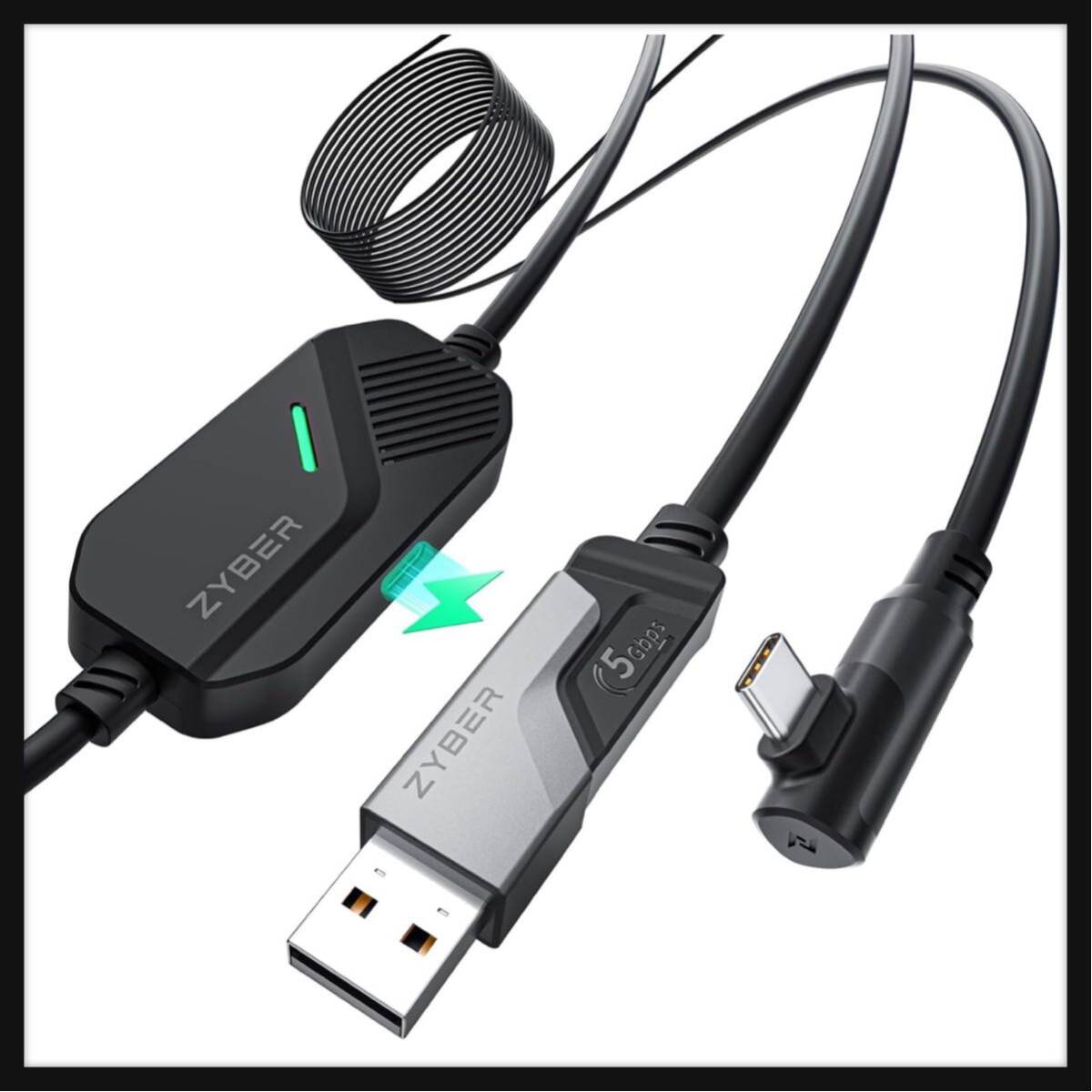 【開封のみ】Zybervr ★リンクケーブル（黒） 高速データ転送と充電両立可能 5M リンク ケーブル USB-A/C & USB-C Quest2・Pico4 _画像1