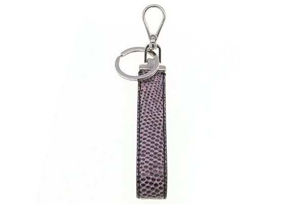  Prada key holder 1PF726 pink black leather used key ring key bag charm lady's 