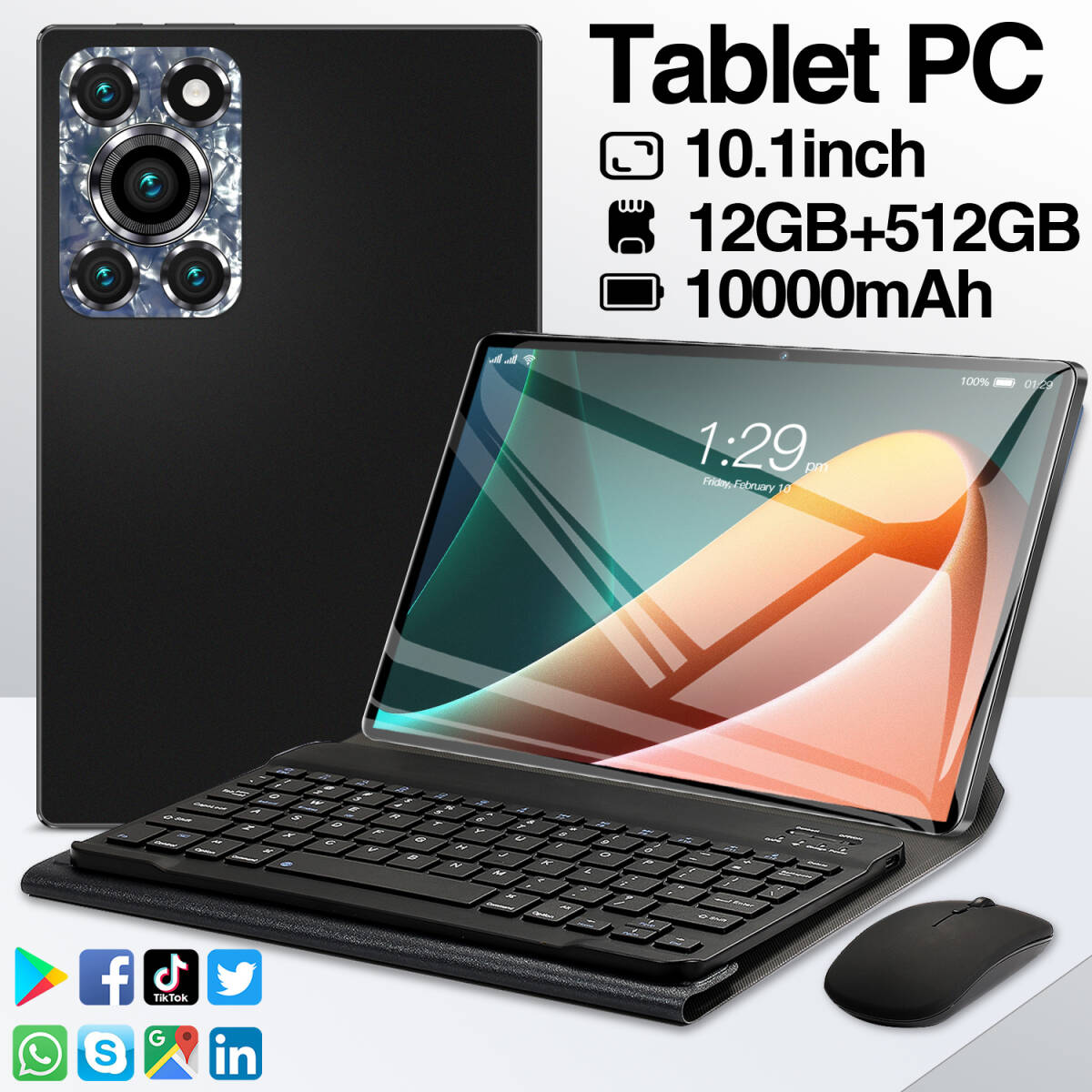 未使用品！良品！マジックキーボード付き Tblet PC タブレットパソコン 10.1インチ 12GB+512GB 10000mAh 16+32MP 動作確認_画像1