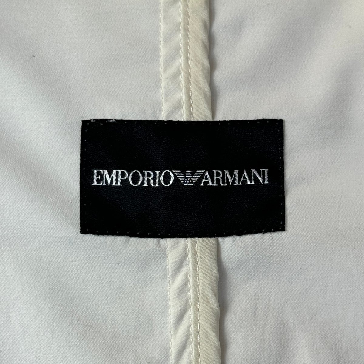 美品/L-XL相当★アルマーニ/EMPORIO ARMANI 胸ロゴ ストレッチジャケット スタンドカラー ジップ ブルゾン 伸縮性 春アウター メンズ 白の画像8