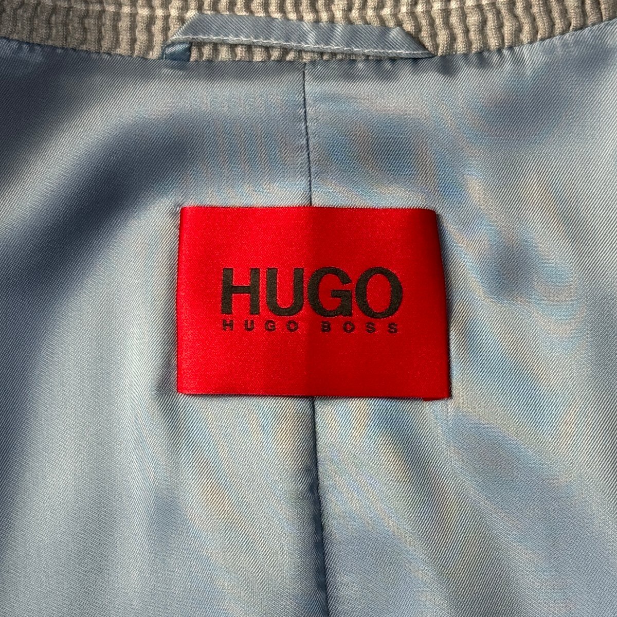 ほぼ未使用/46 M-L相当★ヒューゴボス/HUGO BOSS グレーストライプ 清涼 フライトジャケット MA-1 ボンバー 光沢水色 薄手 メンズの画像8