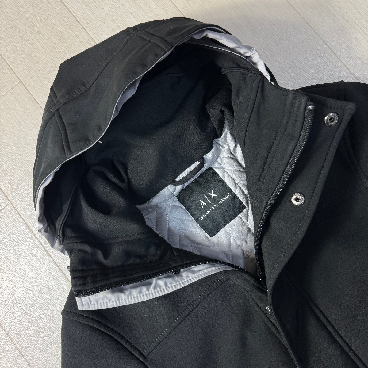  beautiful goods /S-M corresponding * Armani Exchange /ARMANI EXCHANGE cuffs dot Logo AX plate pa DIN gf-teto jacket cotton inside men's black 