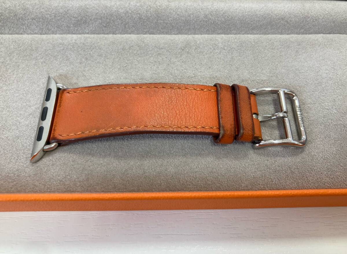 [5037] Hermes HERMES Apple часы orange кожа частота 