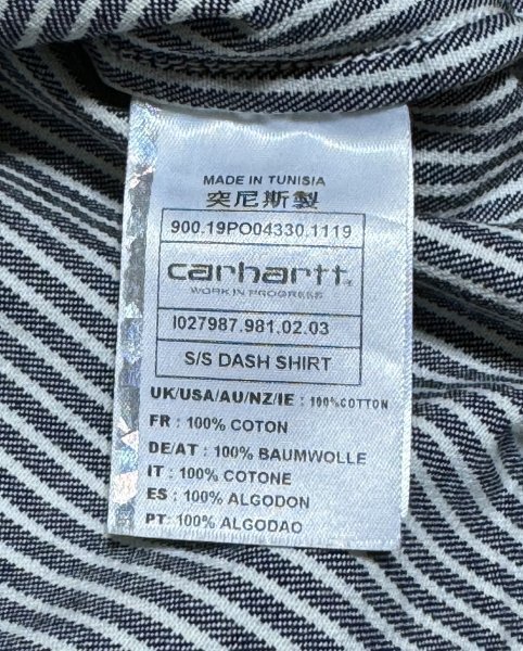 美品 参考定価12100円 Carhartt WIP カーハート S/S DASH SHIRT ハーフジップ ヒッコリー 半袖 シャツ ワーク シャツの画像5