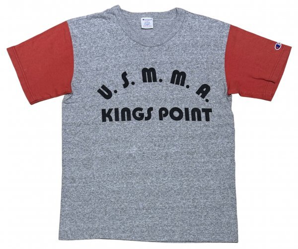 良品 USA製 Champion チャンピオン T1011 USMMA KINGSPOINT 染み込み 半袖 Tシャツ / ヘビーウェイトの画像1