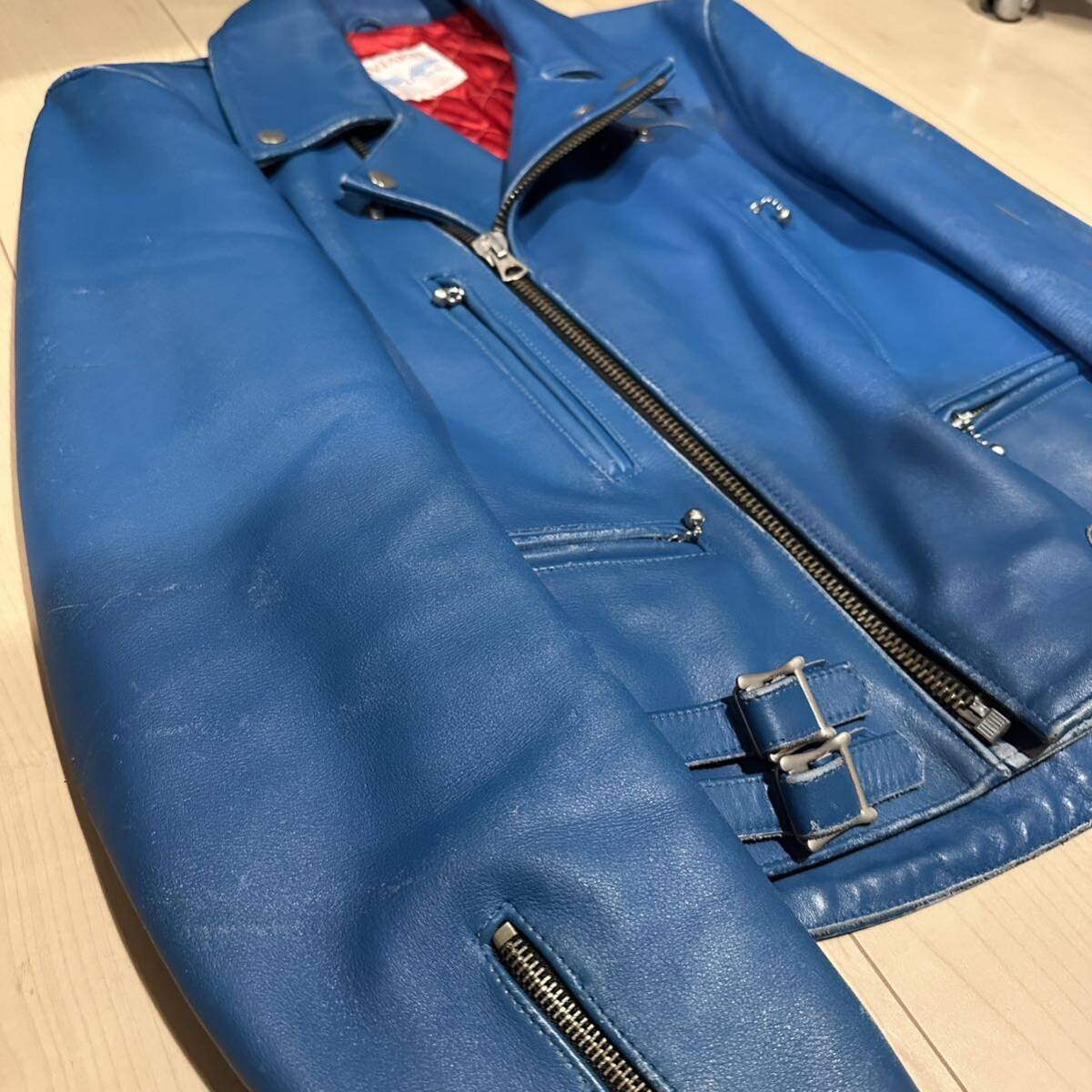 【廃盤】ルイスレザー Lewis Leathers ライトニング ブルー カウハイド 666期 36_画像4