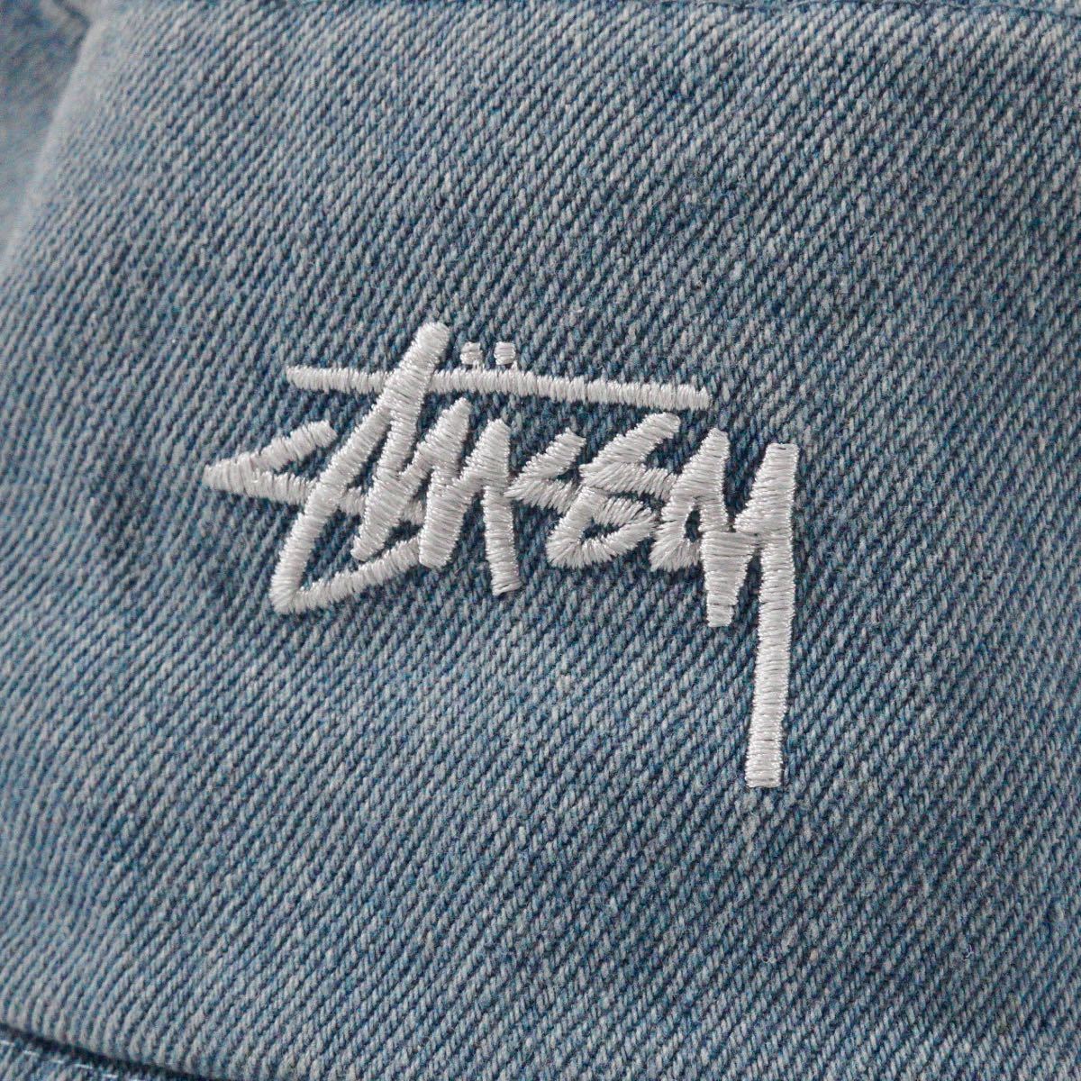 ◆日本未発売◆STUSSY Denim Stock バケットハット　ホワイトロゴ　ステューシー　デニムハット　CAP