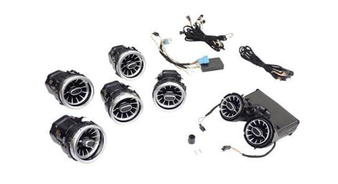 ベンツ Cクラス W205 S205 C205 A205 現行ルックアンビエントライト連動 エアコン吹き出し口 純正交換タイプ3色 ６４色前後7個