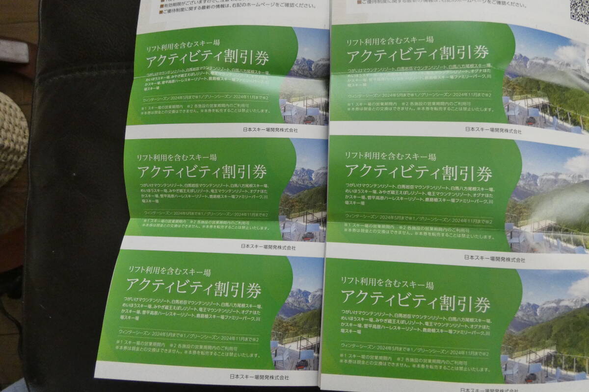 【最新】 日本駐車場開発 株主優待 アクティビティ割引券 × 6枚 2024年シーズン終了迄 送料63円 マウンテンリゾートの画像1