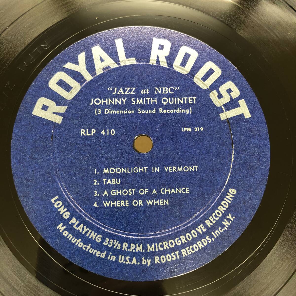 (10inch) Johnny Smith Quintet - Jazz At NBC【RLP410】アメリカ盤 Royal Roost DG Flat ジョニー・スミス - ヴァーモントの月_画像5