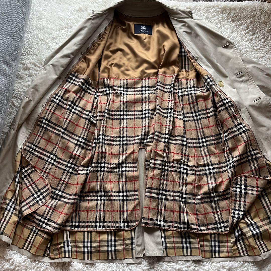 【超希少サイズ 3L~4L 着丈 約120cm】 BURBERRY LONDON バーバリーロンドン トレンチコート ライナー付 ベージュ ノバチェック メンズ _画像6