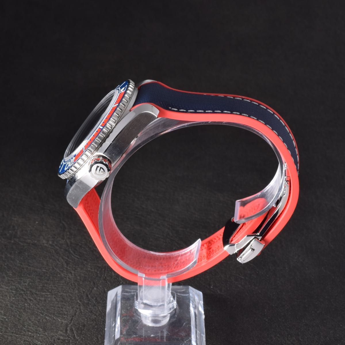 腕時計 メンズ 韓国 セラミック ラバー 青赤 シー お洒落 高級 箱 機械式 オマージュ ラバーバンド セラミックベゼル