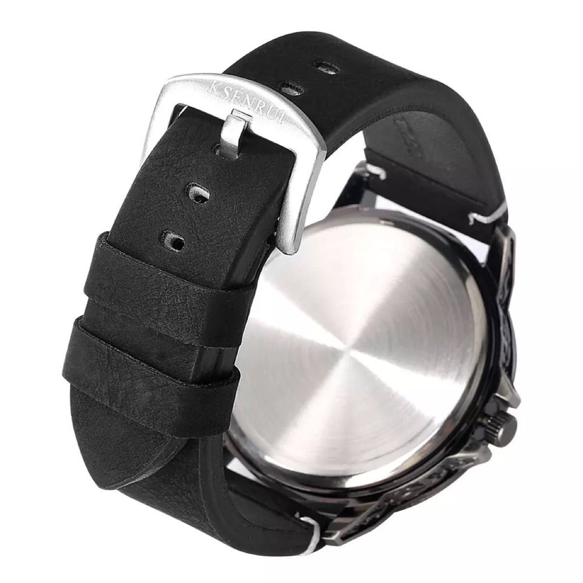 腕時計 メンズ  クォーツ スカル ドクロ 骨 パンク ストリート レインボー 黒 ブラック レザーベルト レザー