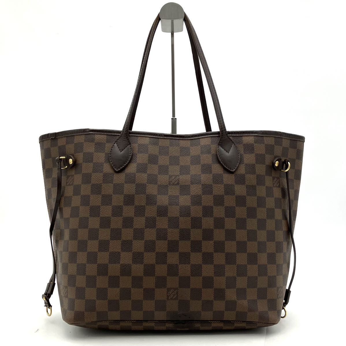 1円【人気モデル】LOUIS VUITTON ルイヴィトン ダミエ エベヌ ネヴァーフルMM トートバッグ ショルダー レザー ブラウン N51105 肩掛けの画像2