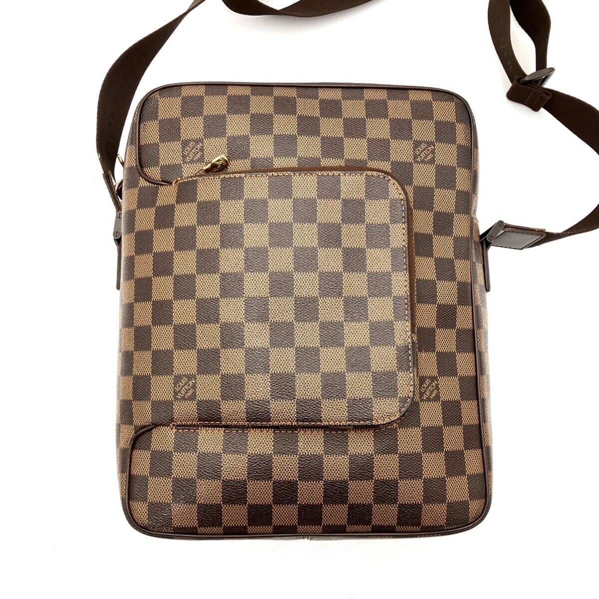 【希少・極美品】ルイヴィトン LOUIS VUITTON ダミエ オラフMM ショルダーバッグ 斜め掛け エベヌ ブラウン メンズ レザー N41441 A4 PC _画像2