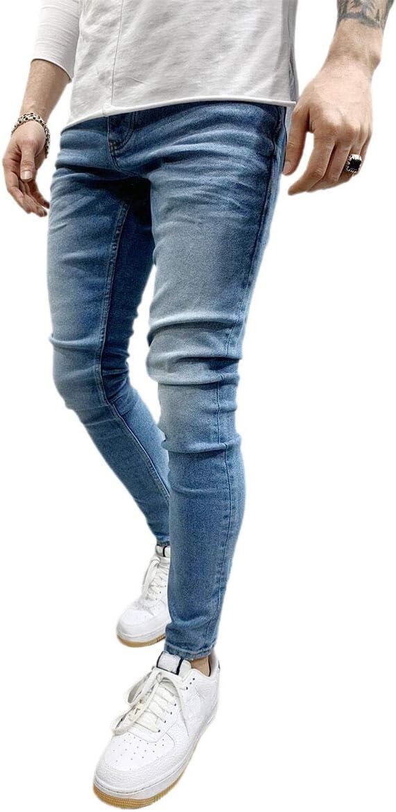 デニム スキニー メンズ ストレッチ パンツ ジーパン 10代 20代 新品 ダメージ サイズ S テーパード スリム おしゃれ 送料無料 セール 割引_画像3