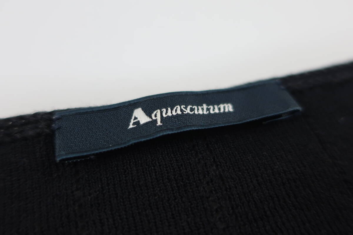 【送900円】　327　Aquascutum　アクアスキュータム　レディース　ニットカット　サマーセーター　半袖　黒　8　綿×ナイロン_画像5