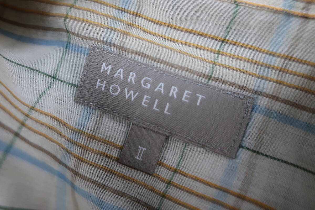 【送900円】553 MARGARET HOWELL マーガレットハウエル レディース シアーシャツ チェック Ⅱ コットン×シルク 絹32％混 日本製の画像6