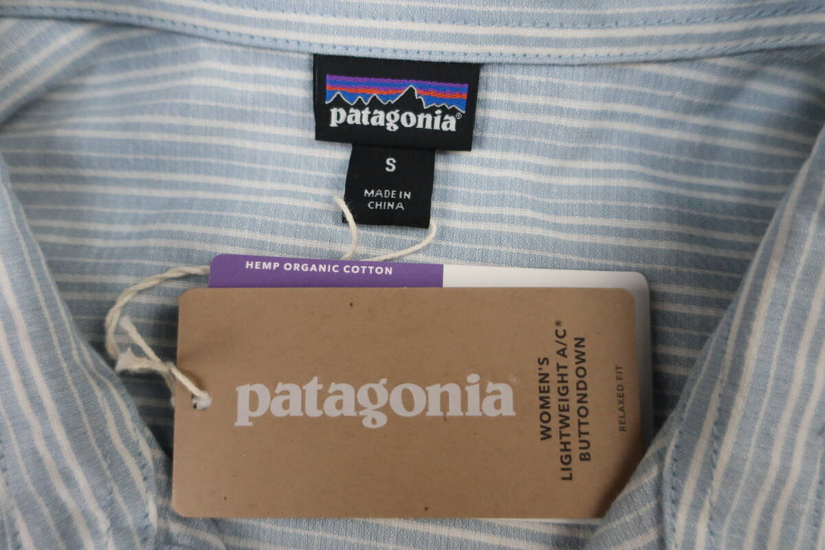 【送900円】 579 未着用品 Patagonia パタゴニア レディース オープンカラーシャツ ストライプ S 透け感ありの画像6