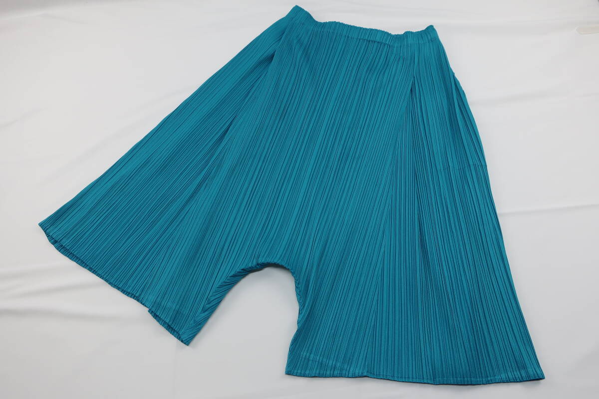 ★【S送900円】　1206　サンプル品　PLEATS PLEASE　プリーツプリーズ　イッセイミヤケ　サルエルパンツ　クロップド　ブルー　5　日本製_画像1