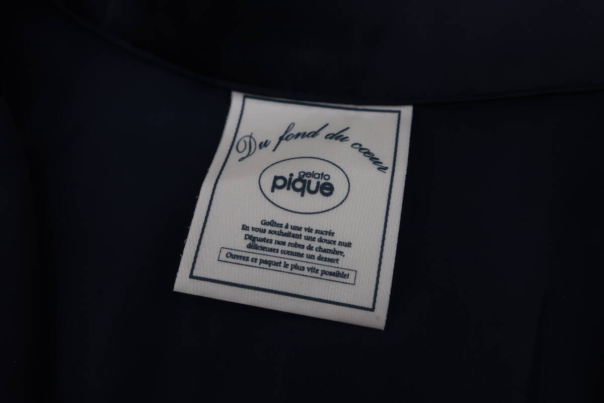 【送900円】　434　gelato pique　ジェラートピケ　ジェラピケ　レディース　オープンカラーシャツ　シアー　ネイビー　F_画像5