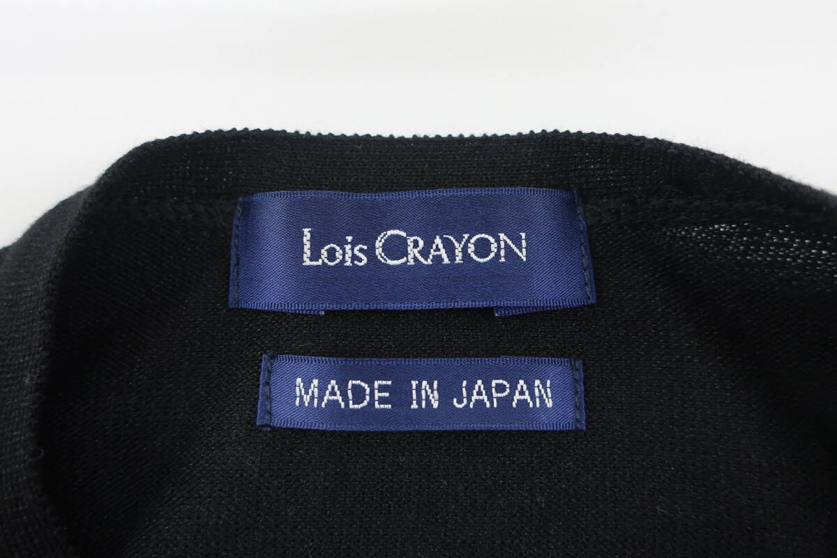 【送900円】 754 Lois CRAYON ロイスクレヨン レディース ニットカーディガン レーシー 黒×花柄刺繍 レース切替 M 日本製の画像6