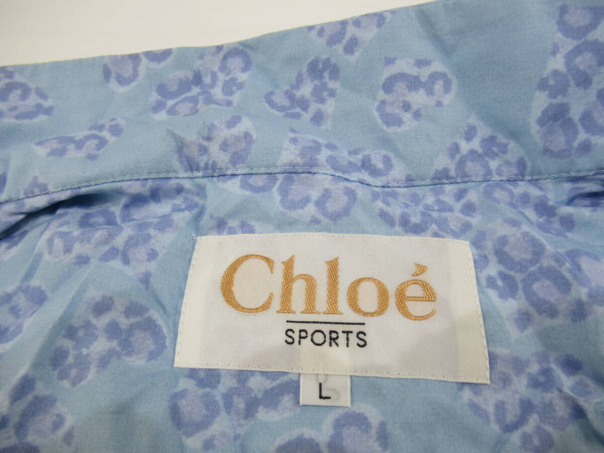 ★【S送900円】1161　Chloe SPORTS　クロエ　レディース　ナイロンジャケット　ジップアップ　ブルー×レオパード　総柄　L　デサント_画像4