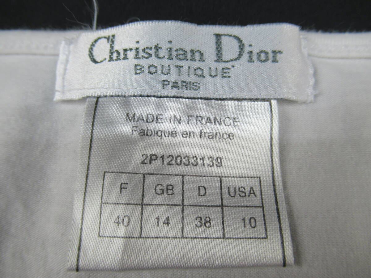 ★パケット発送/同梱不可【S送400円】1176 Christian Dior クリスチャンディオール フランス製 レディース Tシャツ 白×マルチ F 40の画像3