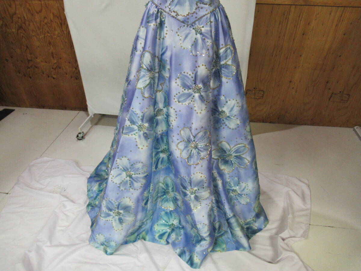 同梱不可【送1500円】7401 La SLUB ラスラブ カラードレス ブルー系 柄 花 フラワーモチーフ ９T ジャンク扱いの画像3