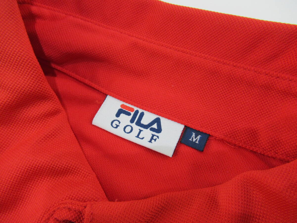 【送900円】　454　卸売　FILA GOLF　フィラ　メンズ　ゴルフウェア　半袖ポロシャツ　ボタンダウン　赤　M　ロゴワッペン　ITALIA_画像6