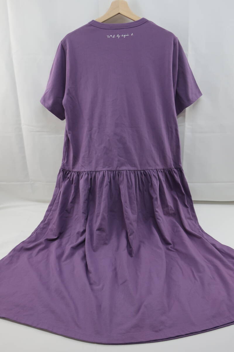 [ sending 900 jpy ] 854 To b. agnes b. Agnes B T-shirt One-piece gya The - flair long height purple 38 cotton 100%