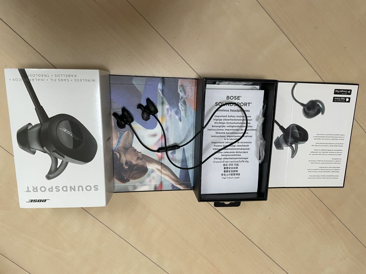 難あり★BOSE SoundSport wireless headphones ワイヤレスイヤホン USEDスポーツ向け 防滴 NFC対応 マイク ブラック　ボーズ_画像1