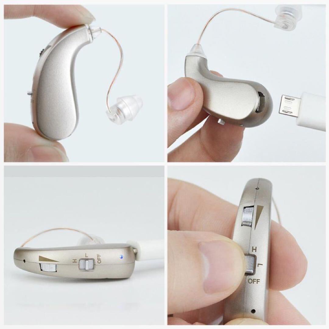 集音器 補聴器 小型 USB充電式 イヤフォン 耳掛け かけ デジタル 両耳 お年寄り 老人 難聴 補助グッズ プレゼント イヤホン式 10の画像7