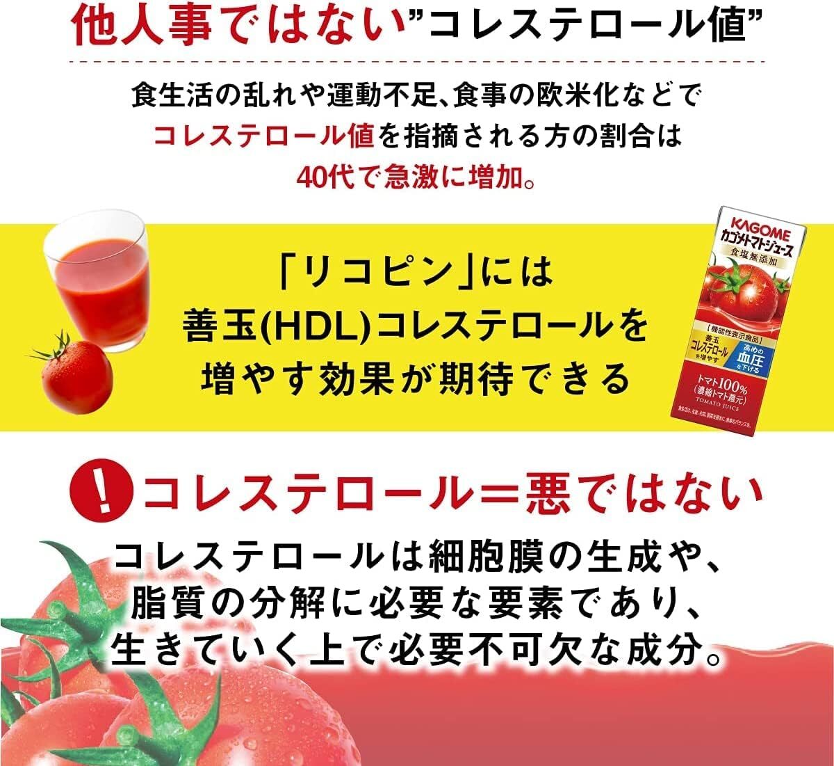 カゴメ トマトジュース 食塩無添加 200ml×24本[機能性表示食品] パックの画像6