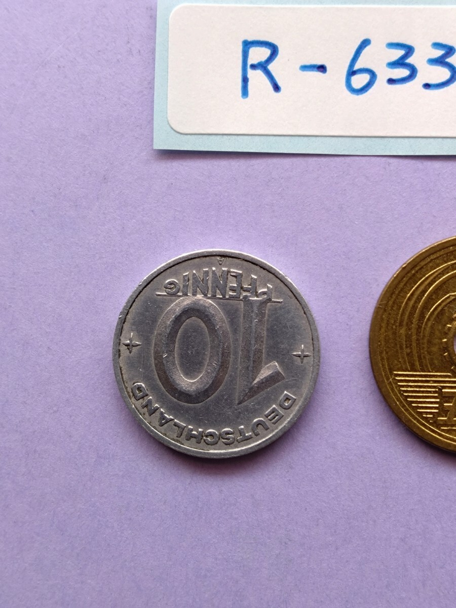 外国コイン 東ドイツ (Rー６３３) 古銭 １０ペニヒ硬貨 １９５０年 アルミニウム硬貨の画像5