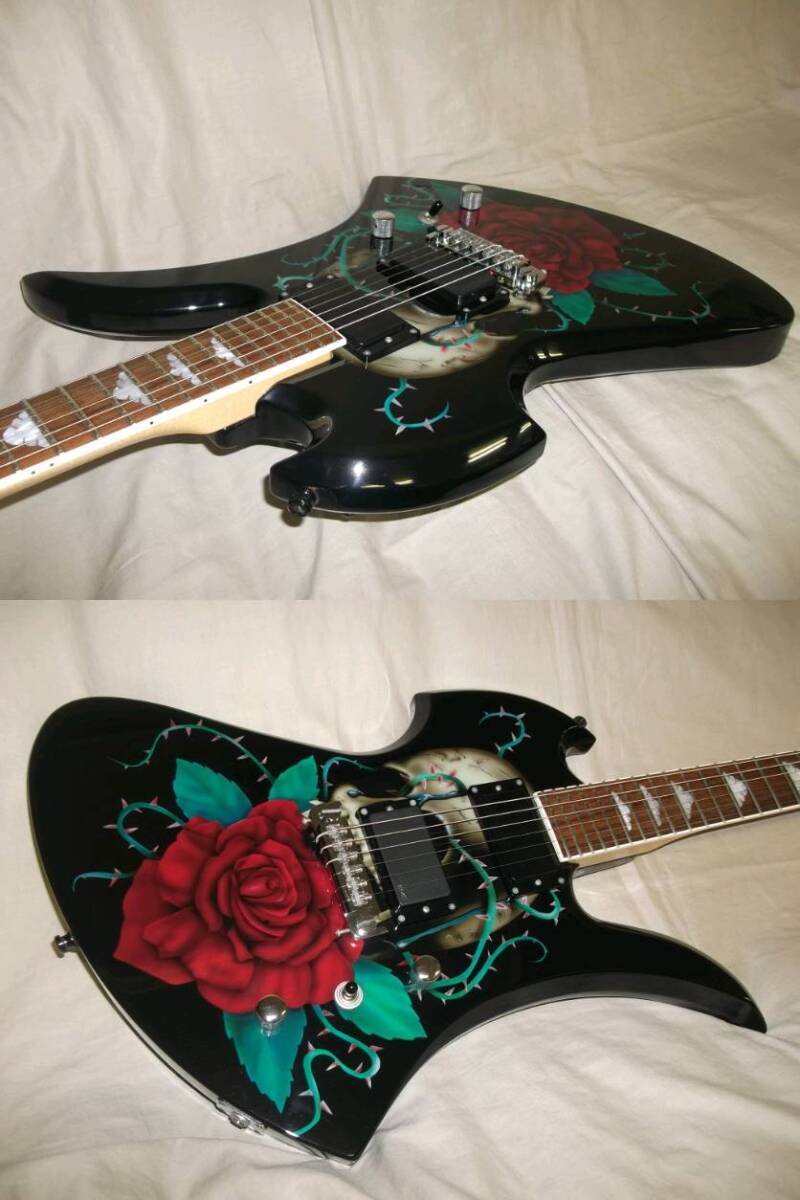 FERNANDES MG 160R Rose&Skull Hide X JAPAN HIDE フェルナンデス 限定 薔薇ドクロ ヒデモデル EMG 改造有り品 モッキンバードタイプの画像6