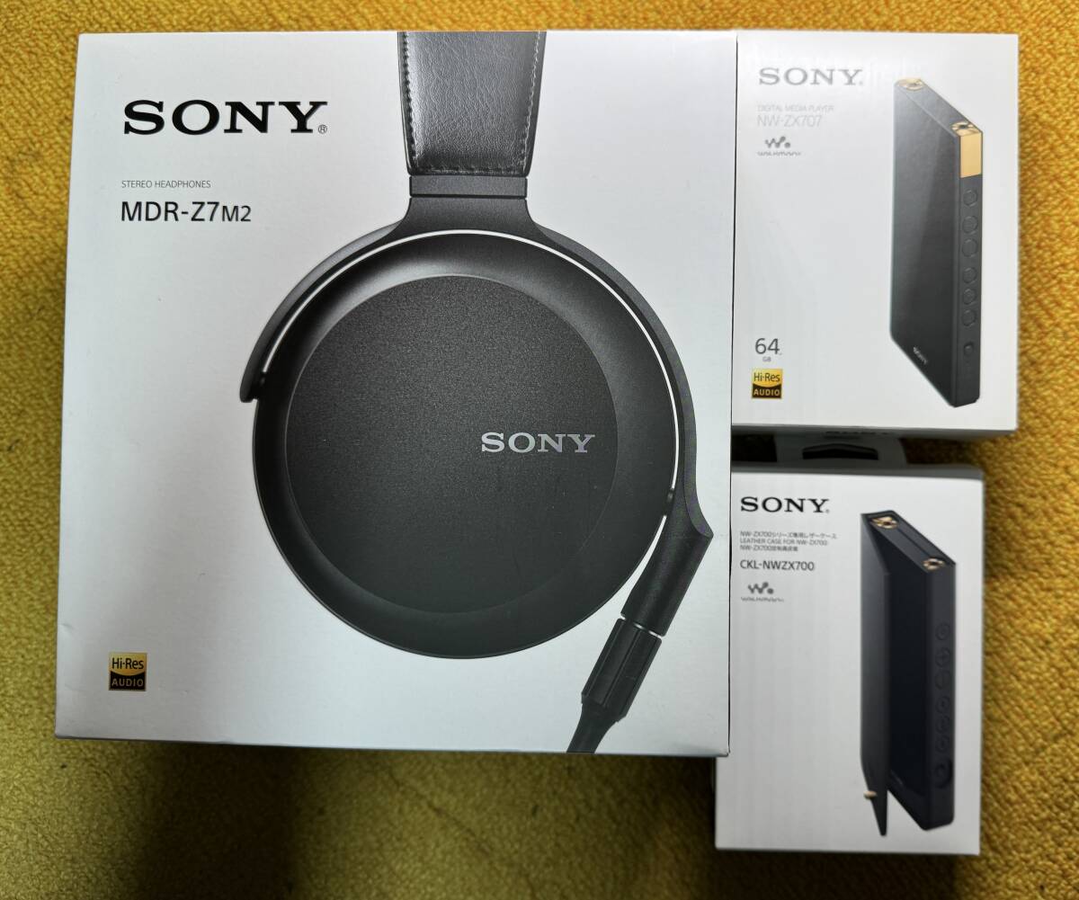 美品セット SONY ハイエンドストリーミングWALKMAN NW-ZX707+ハイレゾ対応ヘッドホンMDR-Z7M2+純正ケース＋ENGAGEMENTケースCC-EGWCS-001の画像1