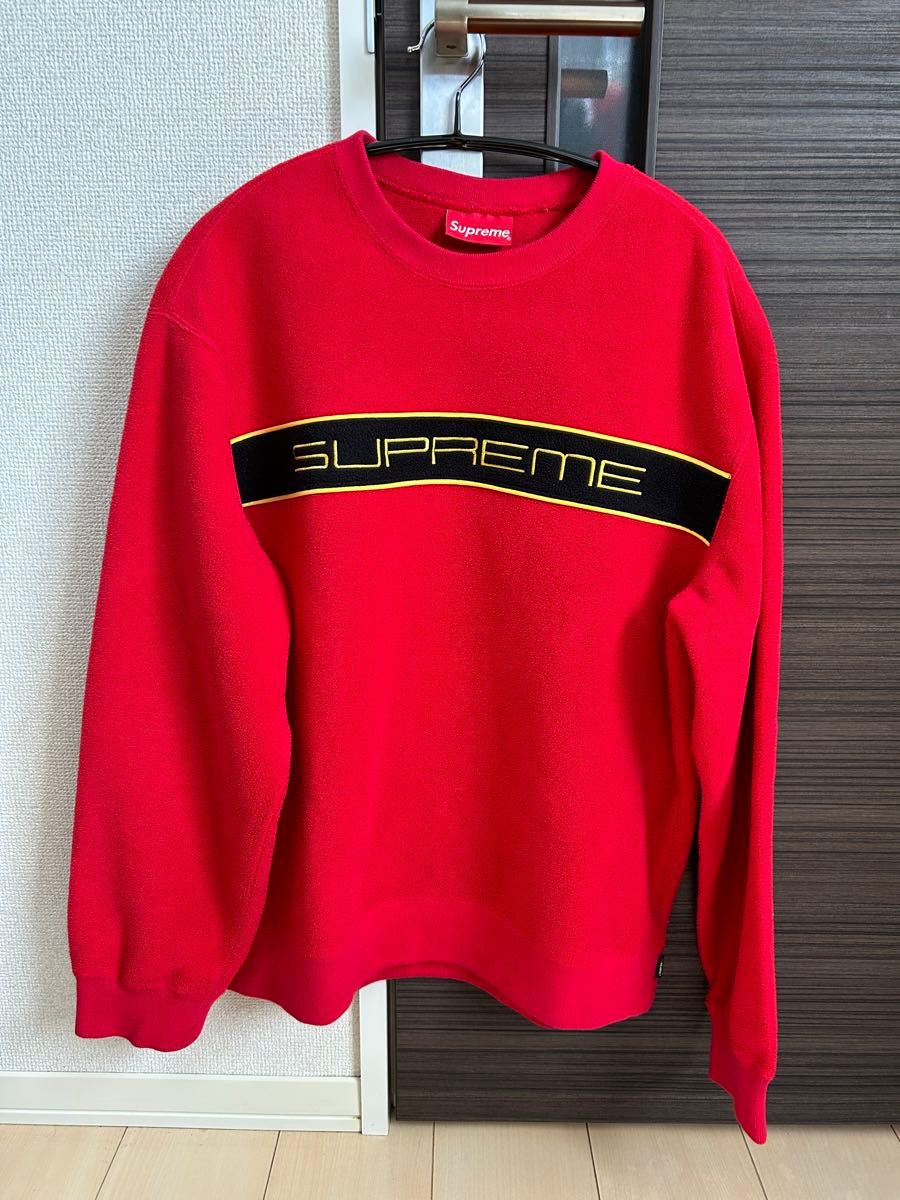 Supreme シュプリーム 19AW Polartec Crewneck パネルロゴ 赤 M