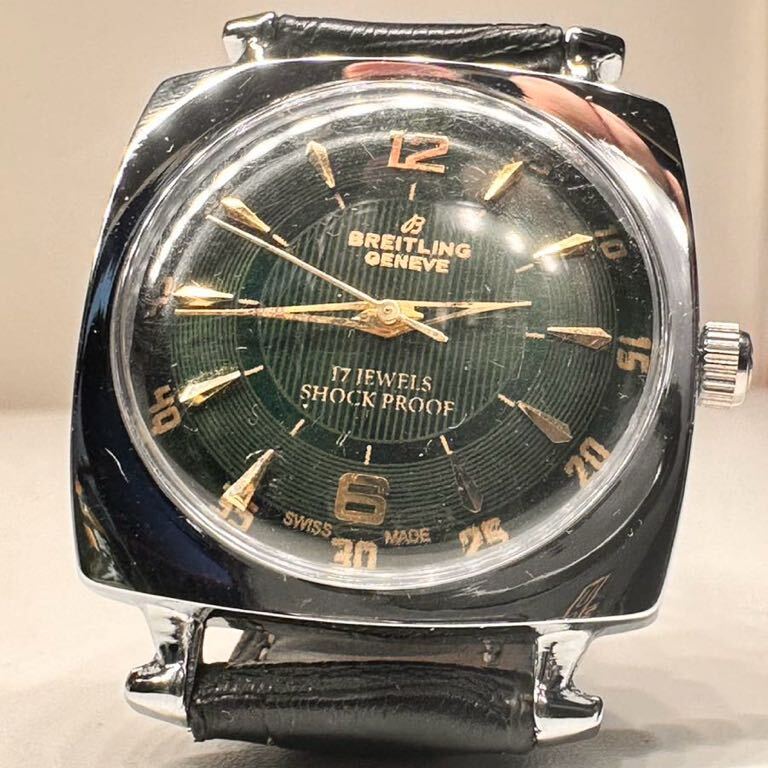ヴィンテージ ブライトリング グリーン文字盤 手巻き ユニセックス腕時計 17jewels スイス製 seller refurbished 再生品の画像2