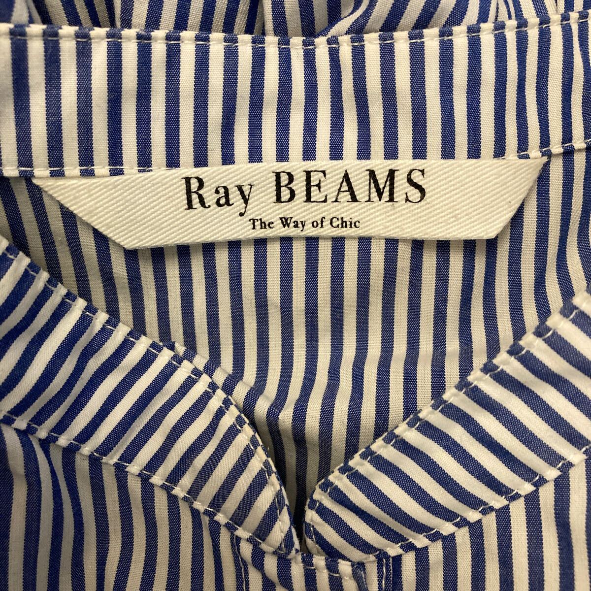 Ray BEAMS レイビームス ★大人可愛い♪ストライプ柄ウエストシャーリングプリーツスカートシャツワンピースの画像8