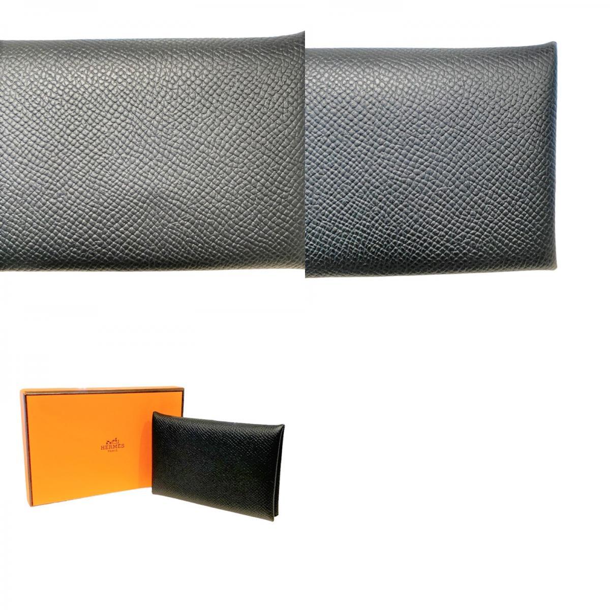 エルメス HERMES カルヴィ B刻 ブラック/SV金具 エプソン カードケース ユニセックス 中古_画像10