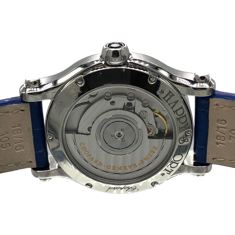  Chopard Chopard happy sport sun moon & Star 278559-3011 blue SS/ leather belt wristwatch lady's used 