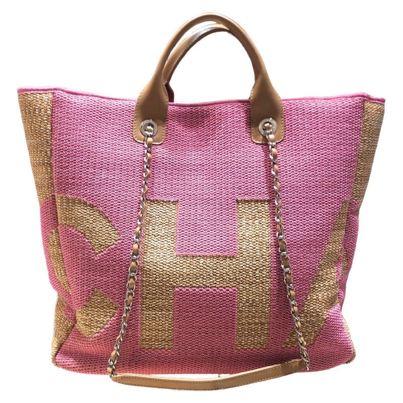  Chanel CHANEL Large покупка сумка A57162 Brown / розовый /SV металлические принадлежности черновой .a* парусина ручная сумочка женский б/у 