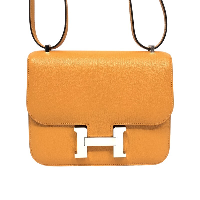 エルメス HERMES コンスタンスミニ ヴェルソ Z刻 ムタード×ローズアザレ シルバー金具 シェーブル ショルダーバッグ レディース 中古_画像2