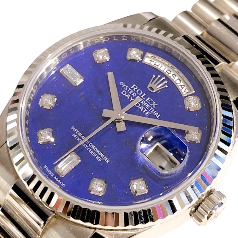ロレックス ROLEX デイデイト 36 ラピスラズリ 118239A ブルー K18WG 腕時(shí)計(jì) メンズ 中古